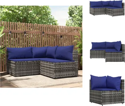 Zdjęcie produktu dla vidaXL 3-częściowy zestaw ogrodowy z poduszkami szary rattan - Sofy ogrodowe
