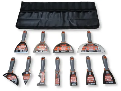 Image de Set de spatules ergonomiques en acier inoxydable pour une application facile du mastic et du plâtre