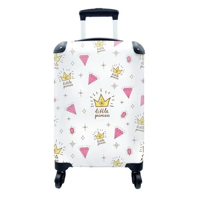 Produktbild von MuchoWow® Koffer Handgepäck Trolley Rollkoffer Kleine Reisekoffer mit 4 Rollen - Prinzessin - Muster - Zitat - Krone - Cabin Size < 55x40x23 cm & 55x40x20 cm - Fotokoffer - Kabinenkoffer - Boardgepäck - Reise-Box - Reisekoffer - Reisegepäck - Koffer mit Bild - Trolley für Kinder