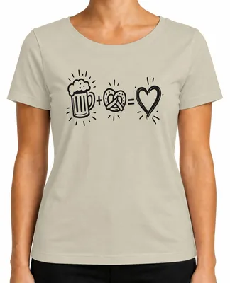 Produktbild von Bier Brezel Herz Liebe Wiesn Trachtenshirt Lederhose Damen T-Shirt, Natur, S