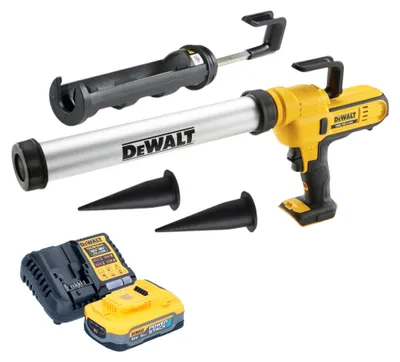 Immagine prodotto di Pistola a cartuccia a batteria DeWalt DCE 581 H1K 18 V 310 ml + 1x batteria Powerstack 5,0 Ah + caricabatterie + custodia