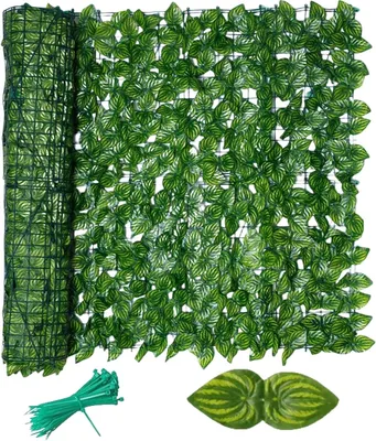 Image de Clôture de jardin 3 x 0,5 m, treillis en faux lierre, écran de protection, pour l'extérieur