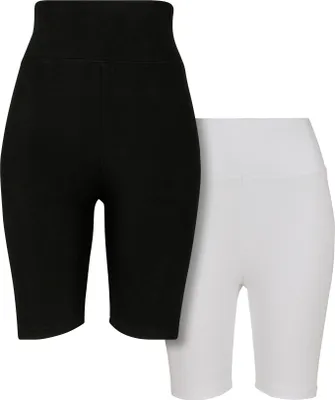 Obrázok produktu pre Dámske kraťasy Urban Classics Dámske cyklistické šortky s vysokým pásom 2-Pack black/white - XS