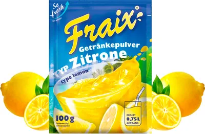 Produktbild von FRAIX Getränkepulver Zitrone, 25er Pack (25 x 100g) Fruitt Instant Pulver Vorteilspack mit Zitrus Geschmack
