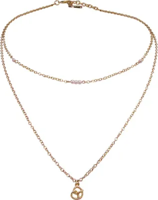 Produktbild von Zweireihige goldfarbene Halskette mit Brezel-Anhänger zum Dirndl, ca. 38/48 cm + 7 cm Verlängerung