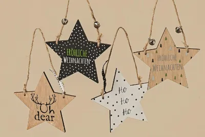 Produktbild von Dekohänger Cady Stern Baumschmuck  Holz 4er Set Ø 11 cm
