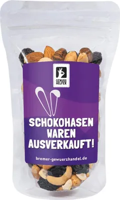 Produktbild von GeNUSSmischung Schokohasen waren t, Nussmix, Studentenfutter mit Spruch, zu Ostern, 175g