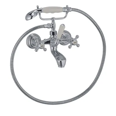 Produktbild von KLUDI 1926 Wannenfüll- und Brausearmatur, Wandmontage, Kreuzgriffe, mit Brausegarnitur, 514410520