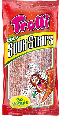 Obrázok produktu pre Trolli Cola Sour Strips kyslé ovocné žuvačky s príchuťou cola 85g