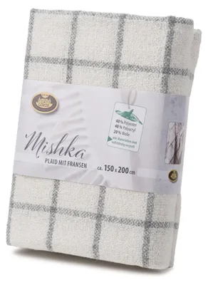 Zdjęcie produktu dla Koc GÖZZE MISHKA biały BL 150x200 cm – biały koc domowy, koc do przytulania