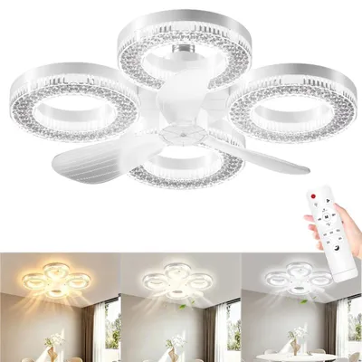 Obrázek produktu pro Stropní ventilátor s osvětlením, patice E27 - Tichý ventilátor pro vnitřní použití