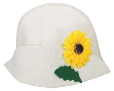 Produktbild von Saunahut aus Wollfilz (Gelbe Blume 1547) Saunamütze mit witzigen Motiven, Filz Kopfschutz Saunakappe Filzkappe Mütze Filzhut Kappe Sauna Hut