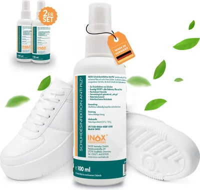 Produktbild von INOX® Schuhdesinfektion 2x100ml | Fuß Schuh Desinfektionsspray | Geruch Fußpilz