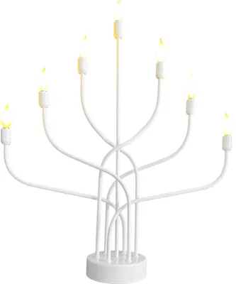 Produktbild von Weißer LED-Kandelaber mit 7 Lichtern und Zeitschaltuhr - 40 cm - kabellos