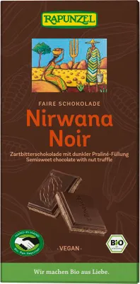 Produktbild von Rapunzel Nirwana Noir mit dunkler Praliné-Füllung 12x100g