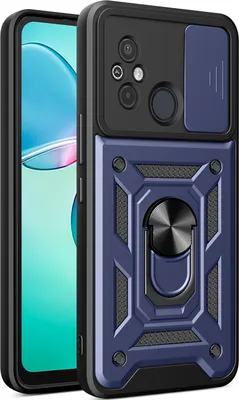 Produktbild von Hülle für Xiaomi Redmi 12C mit Ring Ständer Halter Dia Kameraschutz TPU PC Hybrid Handyhülle Blau