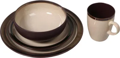 Zdjęcie produktu dla Zastawa stołowa ceramiczna z brązowymi talerzami