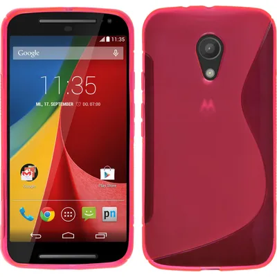 Produktbild von PhoneNatic Case kompatibel mit Motorola Moto G 2014 2. Generation - pink Silikon Hülle S-Style + 2 Schutzfolien