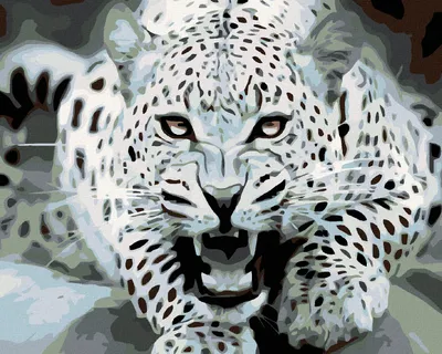 Produktbild von Diamondi - Diamond painting - SCHWARZWEIßER LEOPARD, 40X50 cm, mit Keilrahmen (bereits gespannt)