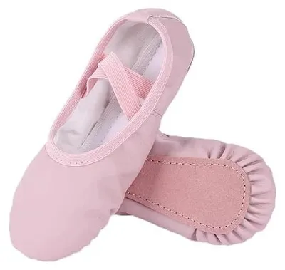 Zdjęcie produktu dla Baletki dziewczęce różowe skórzane buty do tańca gimnastyki
