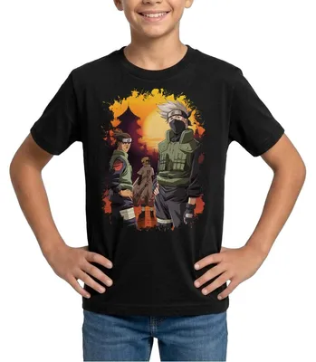 Produktbild von Spreadshirt Naruto Cooles Design Mit Kakashi, Iruka Und Naruto Teenager T-Shirt, 134/146 (9-11 Jahre), Schwarz