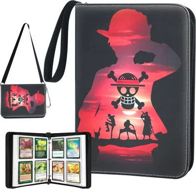 Immagine prodotto di Album per collezionare carte di One Piece, con tracolla, 400 tasche, 50 pagine con 4 tasche per pagina, portacarte inPoliuretanoimpermeabile, album da collezione portatile