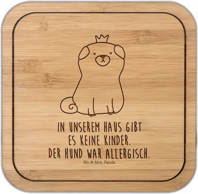 Produktbild von Mr. & Mrs. Panda Tischuntersetzer Mops Krone - Transparent - Geschenk, Königlich, kork untersetzer, Haha, Hund, Lustig, Coaster, Haustier, König, Tassenuntersetzer