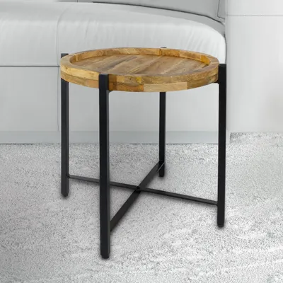 Zdjęcie produktu dla Stolik boczny Stolik kawowy okrągły Stolik kawowy ø46xH45cm Sioux Metal czarny mat