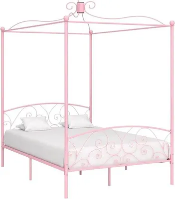 Produktbild von Himmelbettgestell - Metall, mit Vorhangaufhängung - 120 x 200 cm - Rosa