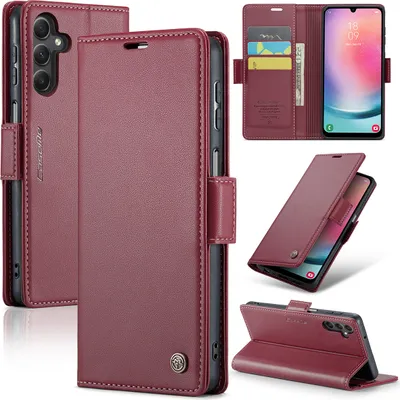 Produktbild von Galaxy A24 4G Hülle, Leder Brieftasche Kartenfach Schutzhülle mit Standfunktion für Samsung Galaxy A24 4G Rot