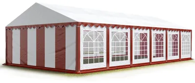 Immagine prodotto di TOOLPORT Tendone per feste 6x12 m PVC rosso-bianco 100% impermeabile Tendone da esterno Tenda party