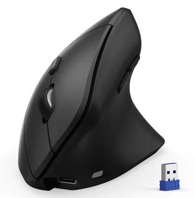 Obrázok produktu pre Ergonomická Bluetooth myš, 60 g, ľahká, nabíjateľná, bezdrôtová, vertikálna myš, BT 5.3, počítačová myš, bezdrôtová, 6-stupňové nastavenie, až 4800 DPI, tichá