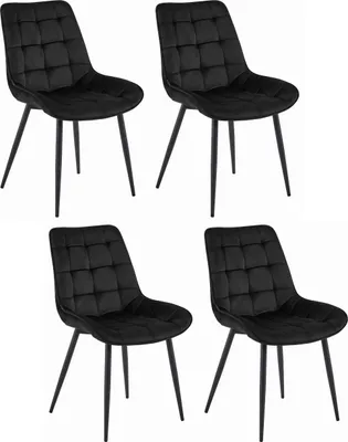 Obrázok produktu pre Kreslo BARDI, čierny zamat, kovové nohy, do obývačky, jedálne, sada 4 ks, rozmery 54x88x60 cm, nosnosť do 110 kg