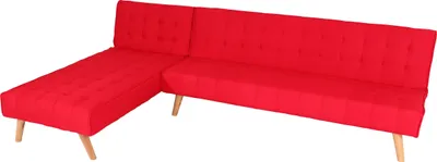 Produktbild von Ecksofa HWC-K38, Sofa Klappsofa, Liegefläche links/rechts, Stoff/Textil Massivholz MVG 256cm rot
