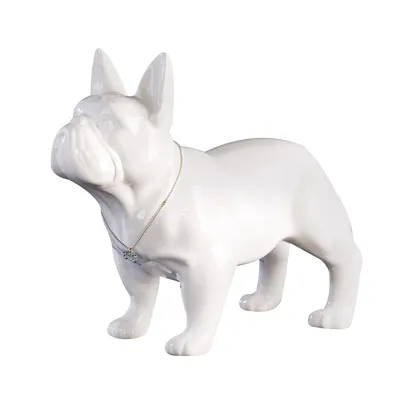 Produktbild von Skulptur Bulli Bulldogge aus Keramik 35 cm weiss Hund Kunst Art Figur