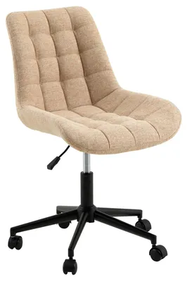 Produktbild von Drehstuhl TALIA mit Stoffbezug, Beige - Schreibtischstuhl bequem gepolstert und gesteppt, höhenverstellbar mit 5 Doppelrollen für Schlafzimmer & Homeoffice