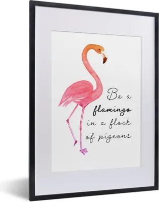 Produktbild von MuchoWow® MuchoWow® Gerahmtes Poster Orange - Flamingo - Zitat 30x40 cm - Poster mit zchwarzem Bilderrahmen - Wandposter Schlafzimmer