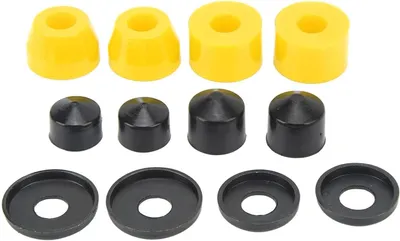Imagen del producto de Juego de bushings para patineta, 12 unidades, amortiguadores de poliuretano (PU) de 90A, color amarillo, para longboard y patinetas de 4 ruedas