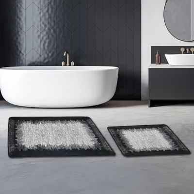 Produktbild von Miqna 2-tlg. rutschfestes Badteppich Set , waschbar (60x100 & 50x60 cm)