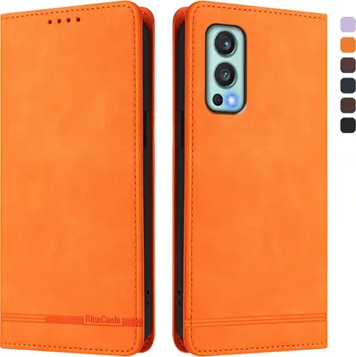 Produktbild von Hülle für OnePlus Nord 2 5G, Retro Kunstleder Ständer Klapphülle mit Kartenfächer und Magnetische Orange