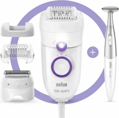 Produktbild von Braun Silk-épil 5 825 Power, Weiß, Violett, 28 Pinzette, MicroGrip, Rasieren, 0,5 mm, AC