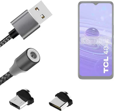 Produktbild von K-S-Trade Hochwertiges Magnet-Lade-kabel Sync-Kabel Daten-Kabel für TCL 40 R 5G mit USB-Typ-C-Anschluss und Micro-USB-Anschluss 2A bis zu 480mbps