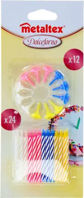 Immagine prodotto di Candele per torte Metaltex 24 pezzi + 12 supporti