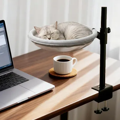 Productafbeelding van 360 Graden Draaibaar Kattenbed voor Bureau