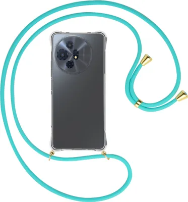 Produktbild von Handykette Backcover-Schutzhülle mit Band (Metall goldfarben) für TCL 50 XL Nxtpaper 5G - türkis