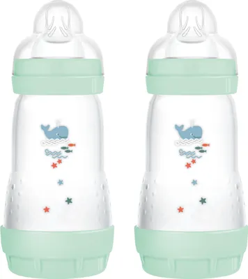 Produktbild von MAM Easy Start Anti-Colic Babyflasche | für Neugeborene | 94% Akzeptanz | von Hebammen & Müttern empfohlen | 80% weniger Koliken | stillfreundlich | Sauger Gr. 2 | 260ml | 2+ Mon | blau | 2 Stück Azurro 2 stück (1er Pack)