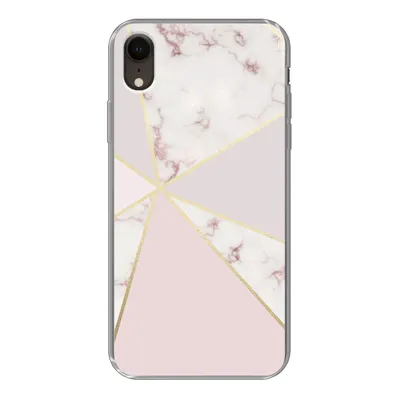 Produktbild von MuchoWow® Handyhülle Schutzhülle Hülle für iPhone XR Marmor - Gold - Rosa Silikon Softcase Handy Hülle - Schutzdeckel
