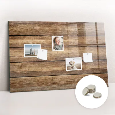 Obrázok produktu pre Magnetická tabuľa na stenu - Memo Tabuľa Sklenená - vrátane 5 magnetov - 90x60 cm - Drevené dosky