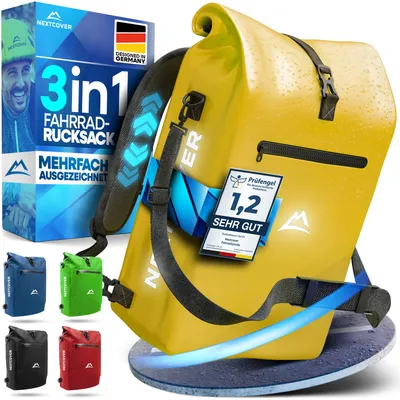 Produktbild von Nextcover® NEU 3in1 Fahrradtasche für Gepäckträger [Aquashield] - Gepäckträgertasche, Fahrradtasche Rucksack und Umhängetasche [25 Liter]