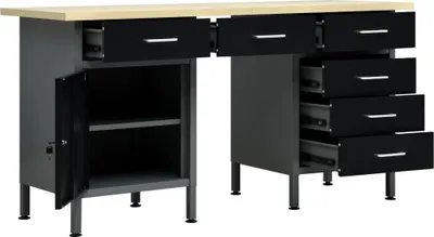 Produktbild von vidaXL Arbeitstisch Schwarz 160 x 60 x 85 cm Stahl